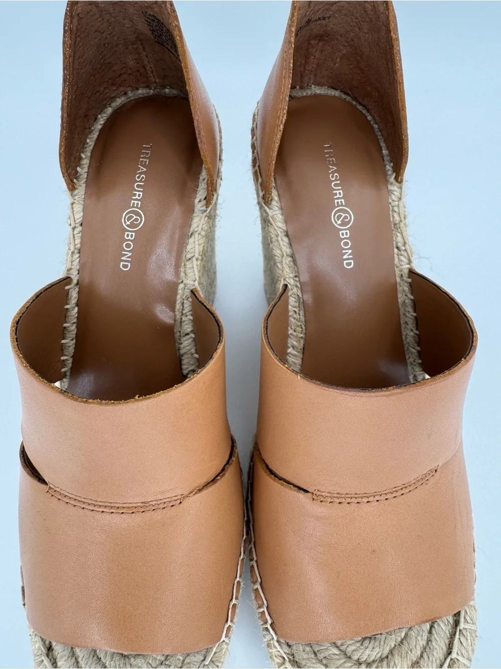 TREASURE & BOND Sannibel Wedge Sandals 7.5 Tan Leather Espadrille Platform